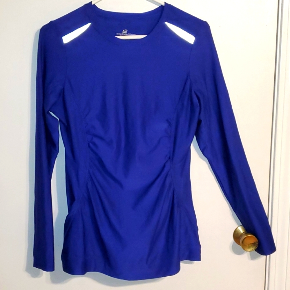 Roadrunner sports women's M blue reflective  shirt
